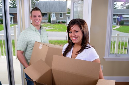 Packed household items ready for house removals in Chelsea