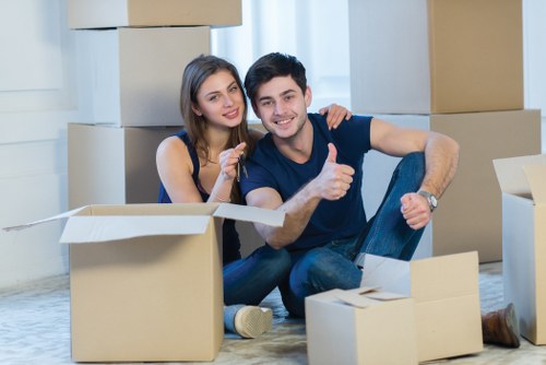 Packed boxes ready for student removals in Chelsea